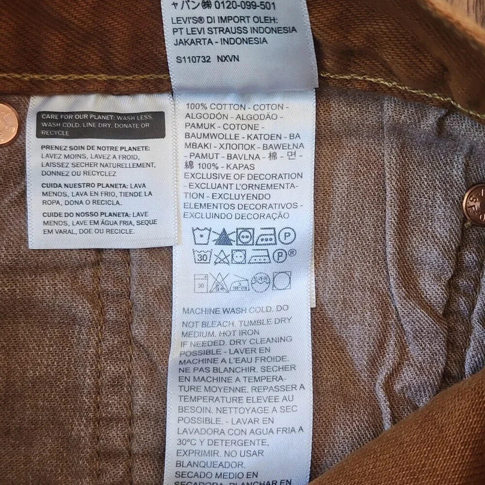 Levi's 501 Original Jeans Mens 31x32 Brown Straight Button Fly Cotton Denim